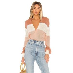 REVOLVE Pink and White Colorblock Sweater